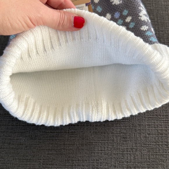 Patagonia Powder Town Pom Pom Beanie Blue, white and Gray NEW Gender Neutral - Picture 6 of 10